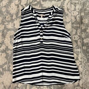 EUC Banana Republic Navy and White Striped Sleeveless Top